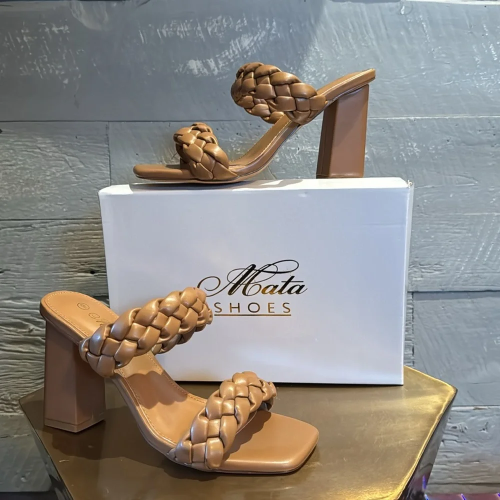 New Mata slip on sandals with braided vegan leather straps